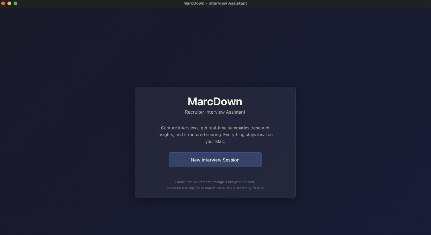 MarcDown welcome screen