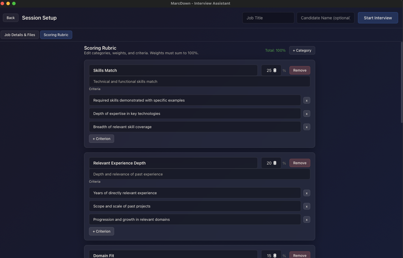 MarcDown scoring rubric editor