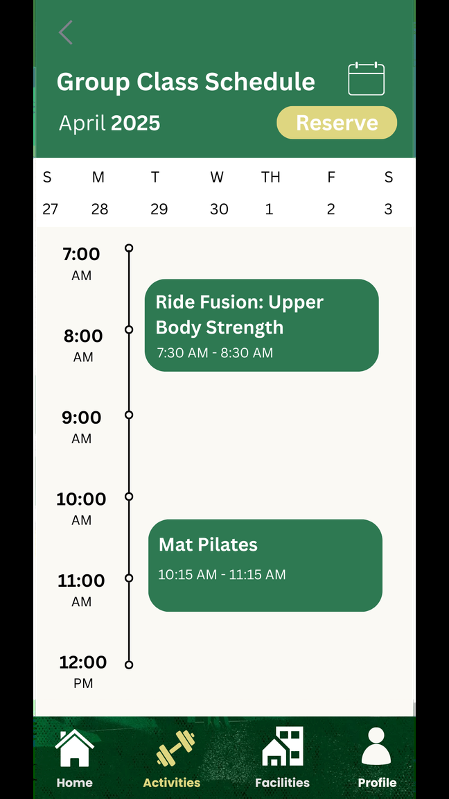CSU Rec App class schedule